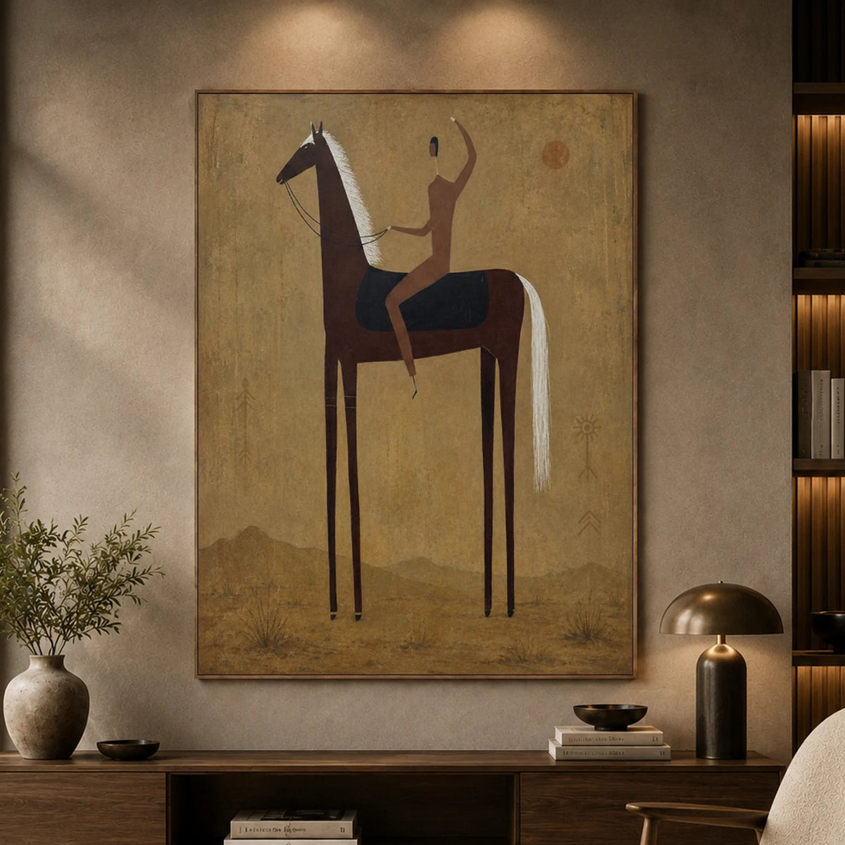 Vintage Americana Art｜White Mane Desert Rider