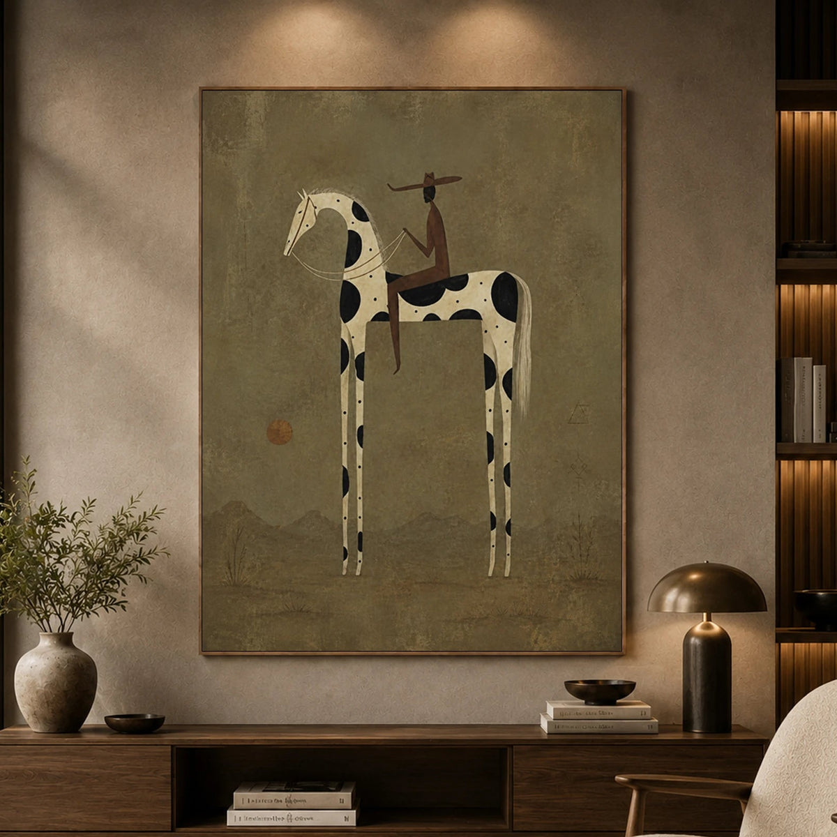 Vintage Americana Art｜Spotted Prairie Horseman