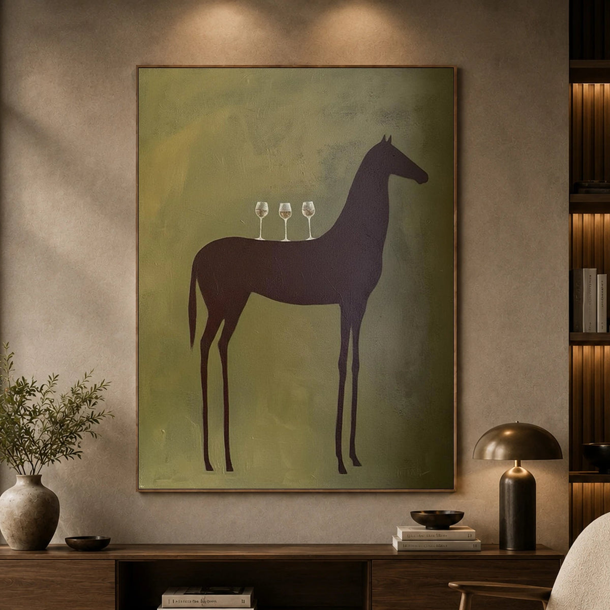 Vintage Americana Art｜Three Glasses on Horseback