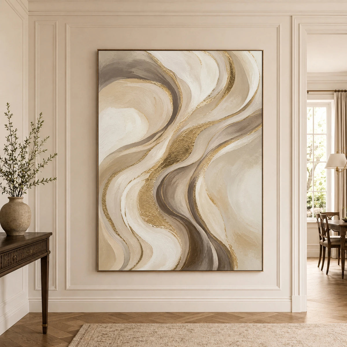 Textured & Impasto Art｜Golden Flowing Harmony