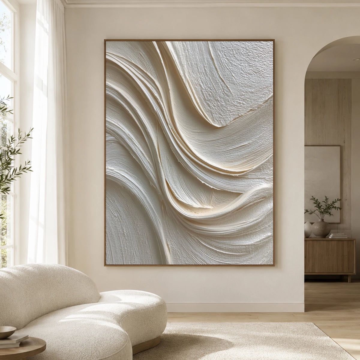 Textured & Impasto Art｜Ivory Organic Waves