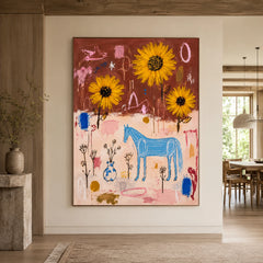 Modern Folk Art｜Sunflowers and Daydreams