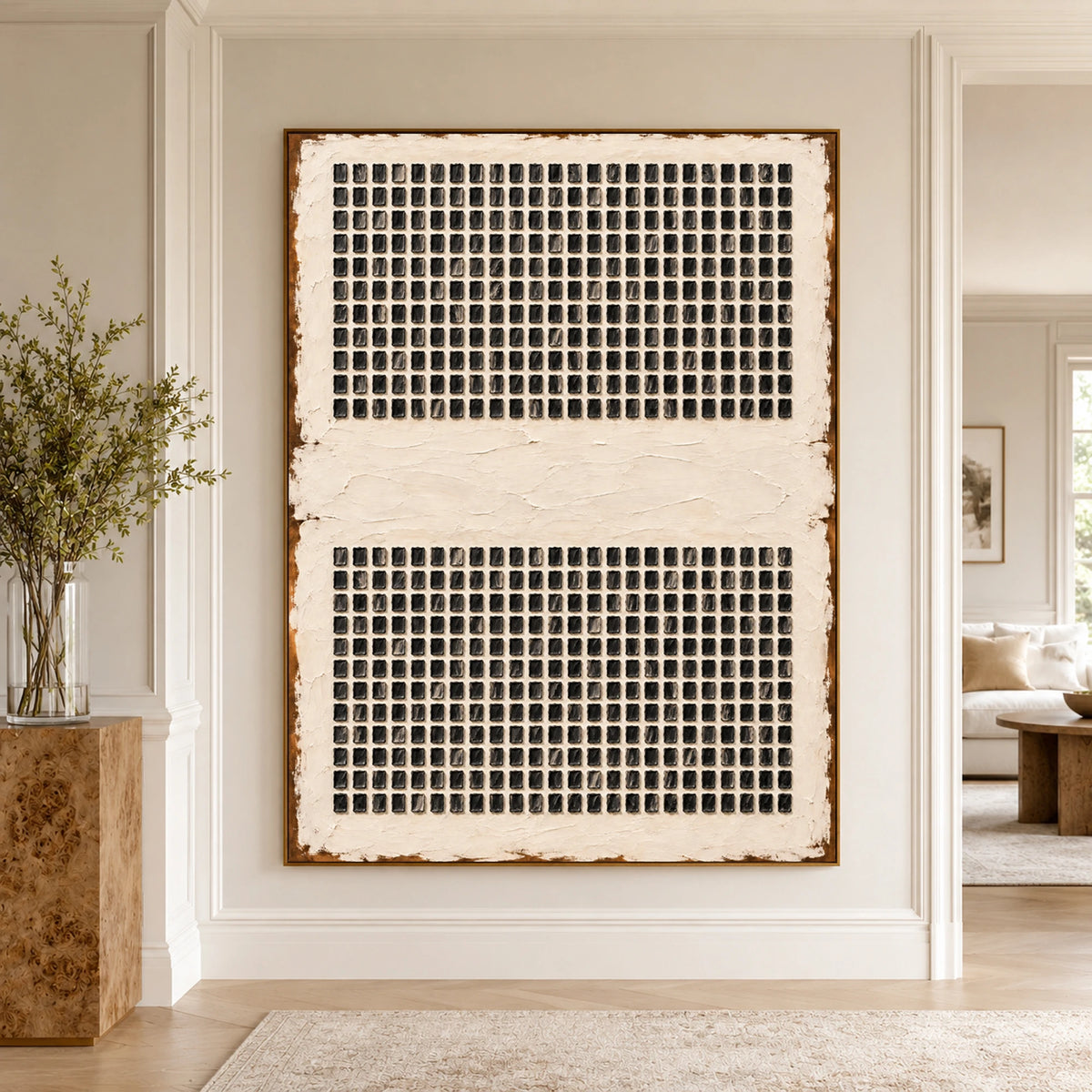 Textured & Impasto Art｜Quiet Grid Relief