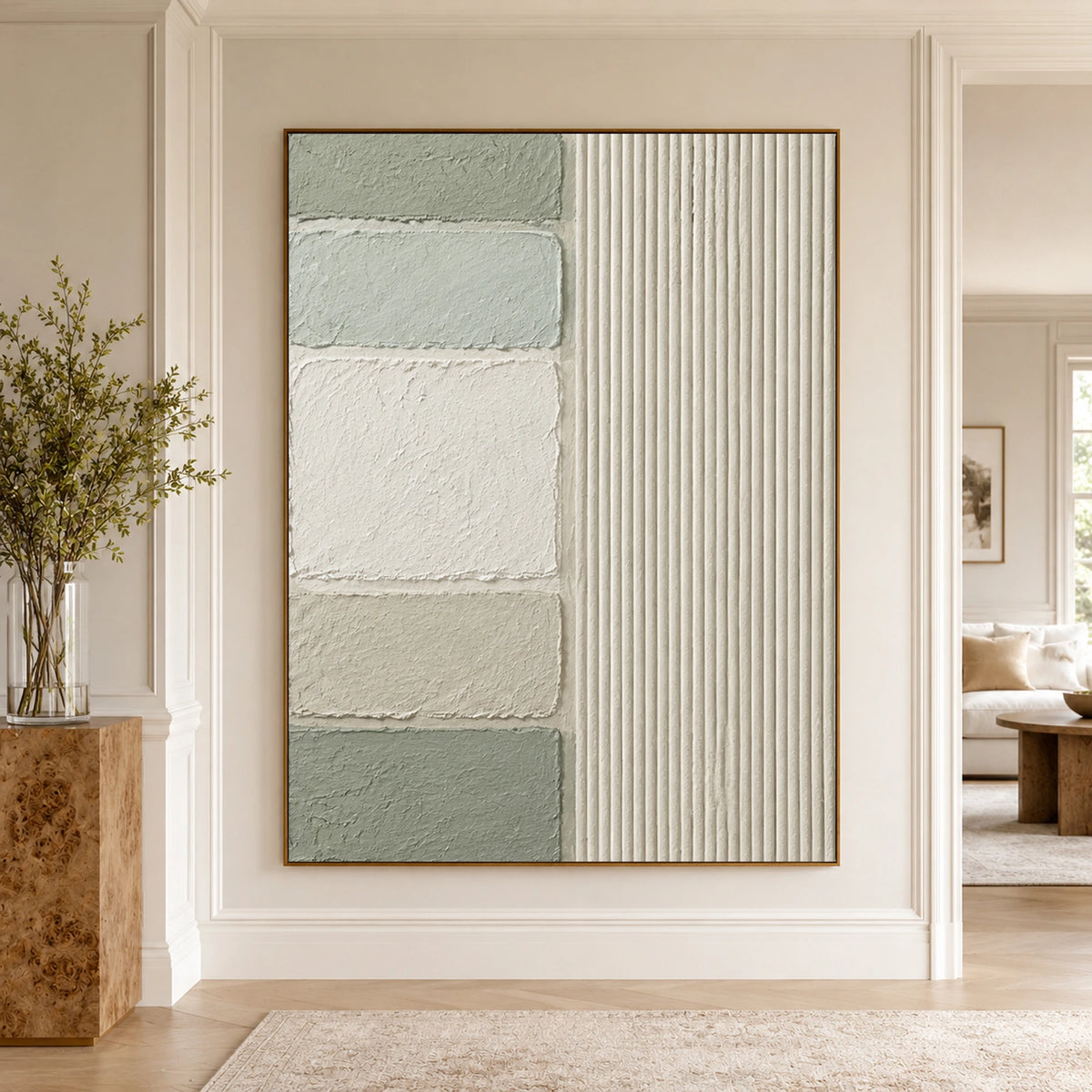 Textured & Impasto Art｜Sage Linear Balance