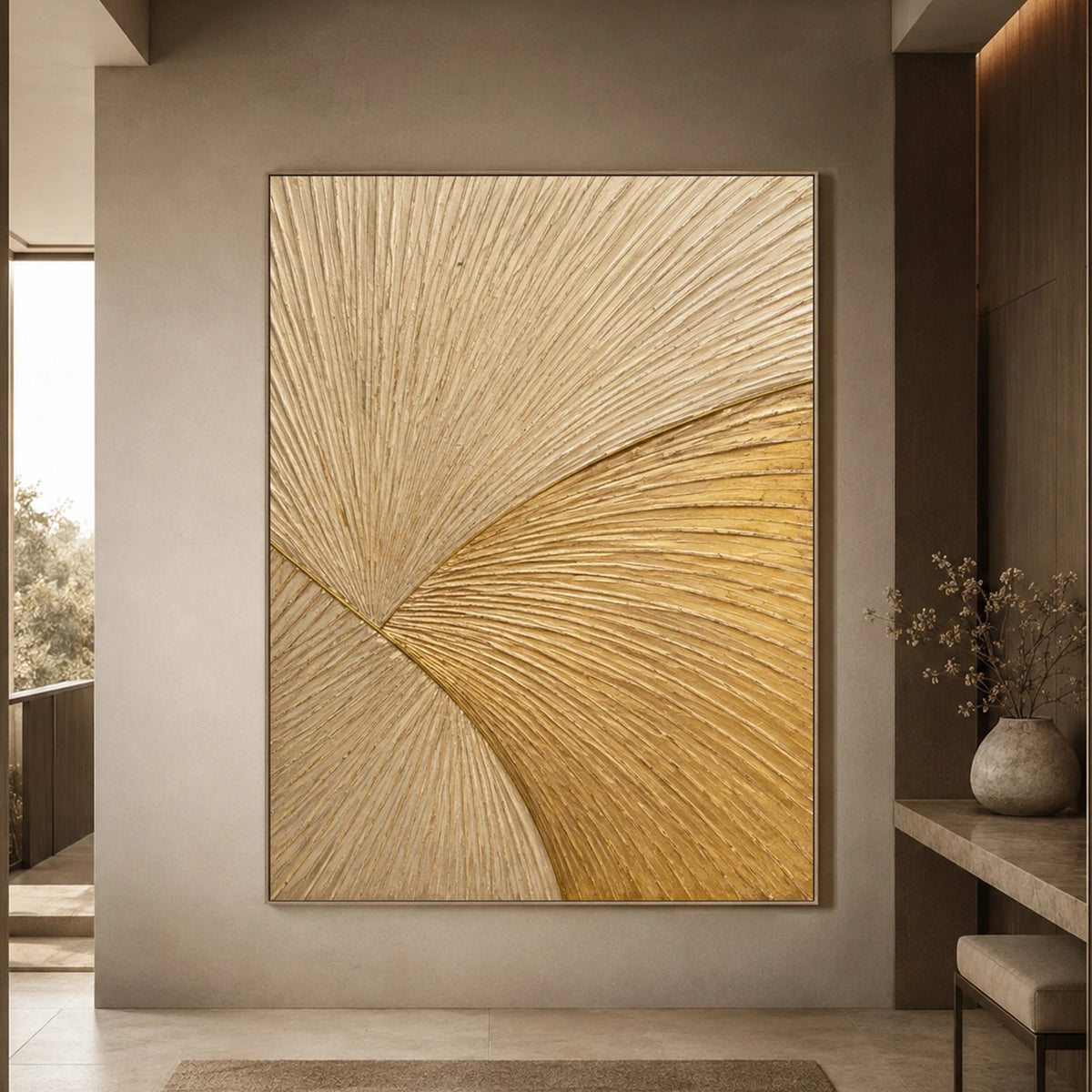 Textured & Impasto Art｜Golden Arc Radiance