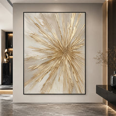 Textured & Impasto Art｜Golden Radiant Burst