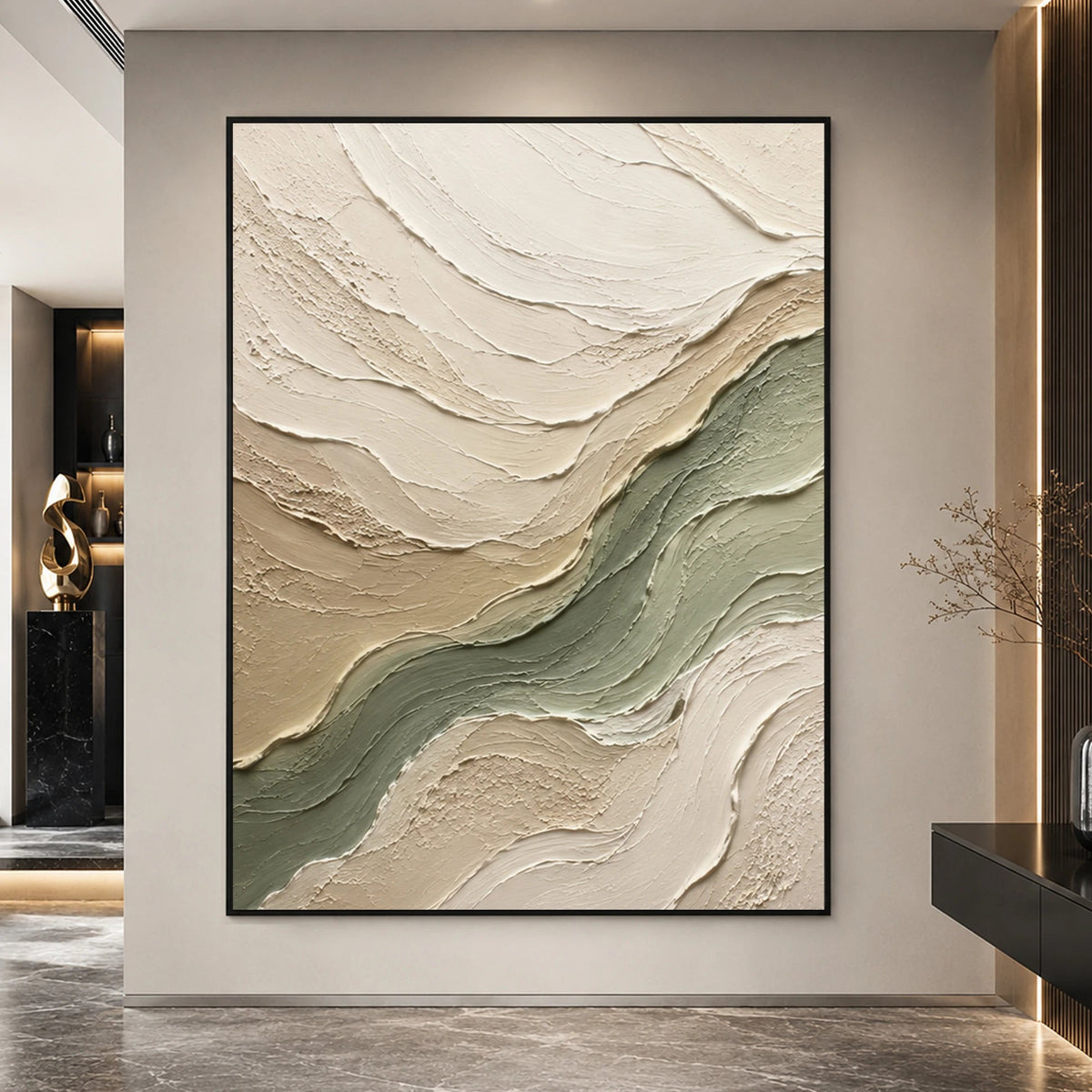 Textured & Impasto Art｜Sage River Drift