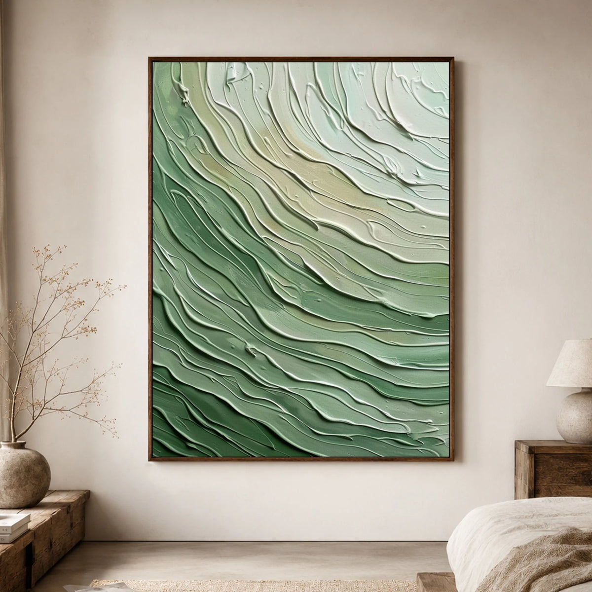 Textured & Impasto Art｜Sage Flowing Relief