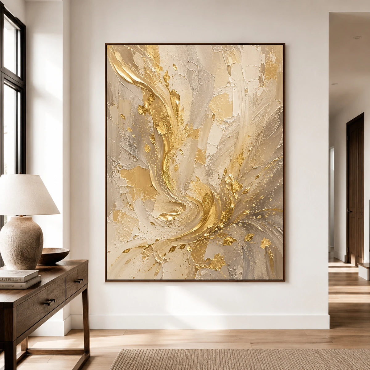 Textured & Impasto Art｜Ivory Vertical Layers