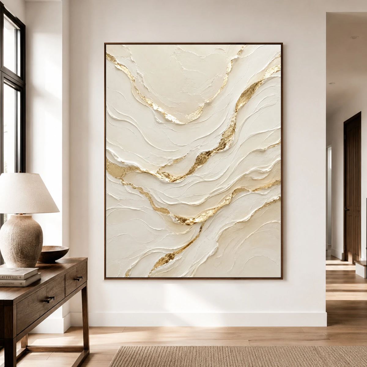 Textured & Impasto Art｜Golden Marble Waves