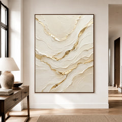 Textured & Impasto Art｜Golden Marble Waves