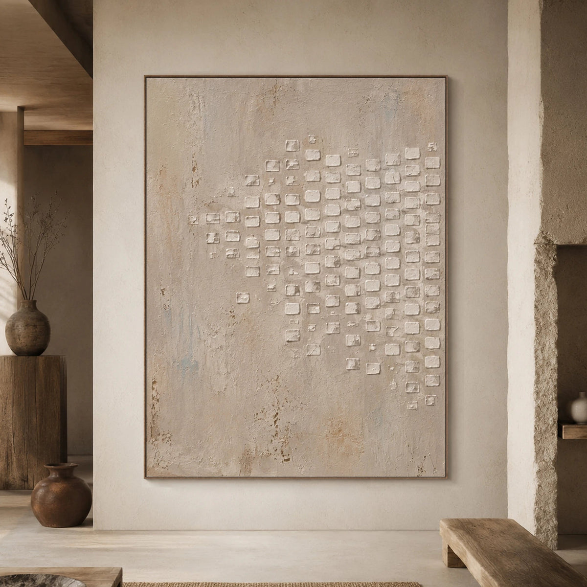 Textured & Impasto Art｜Quiet Grid Trace