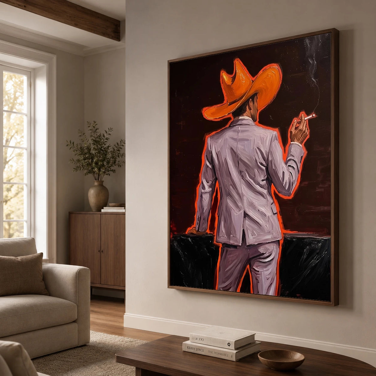 Western Pop Art｜Orange Hat Cowboy Painting