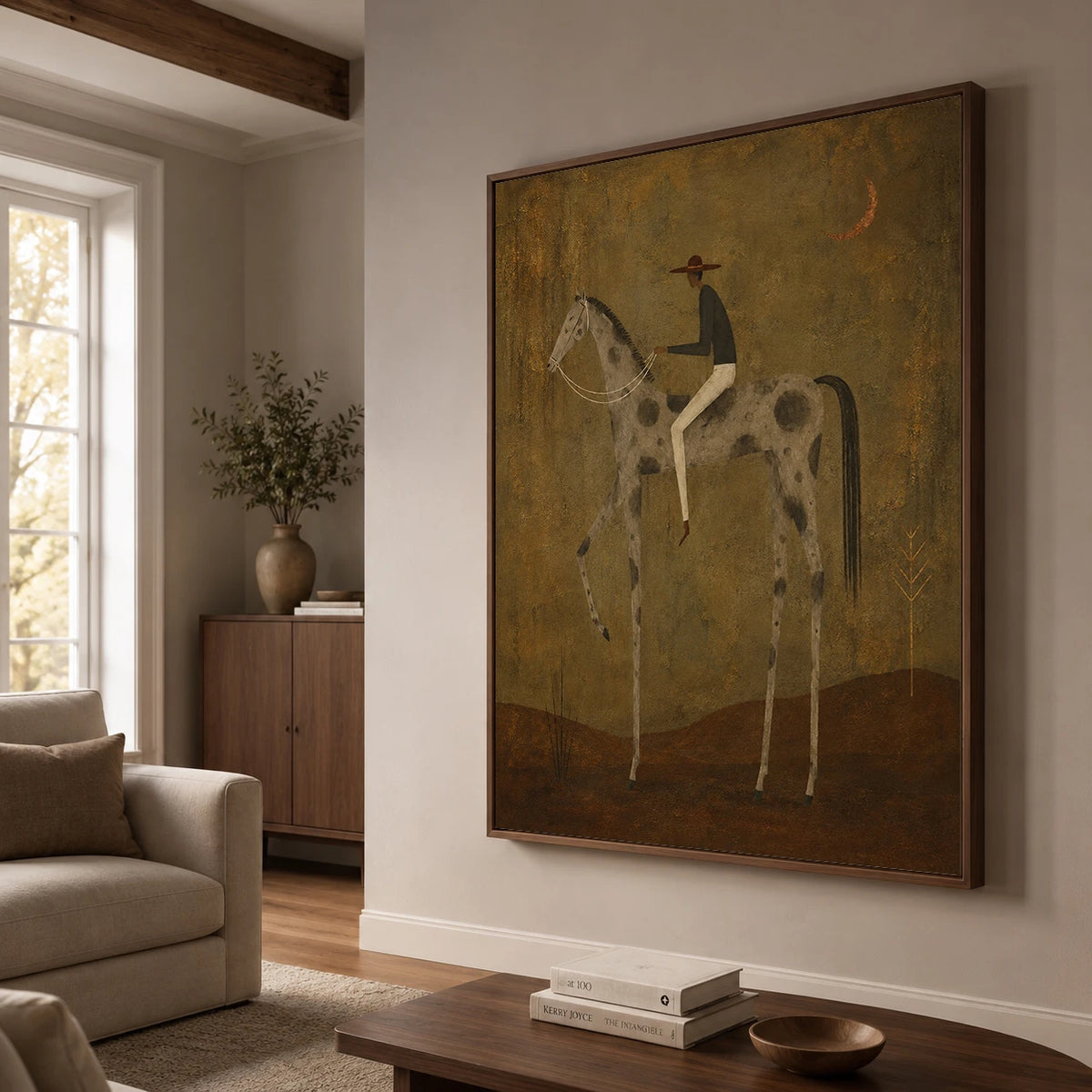 Vintage Americana Art｜Moonlit Appaloosa Rider