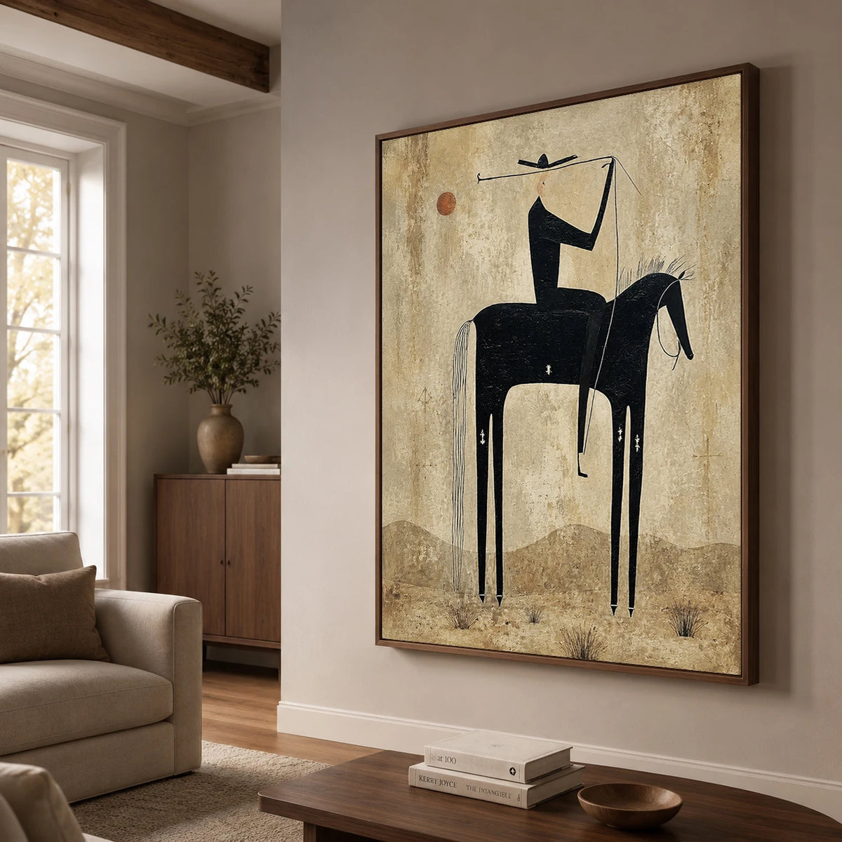 Vintage Americana Art｜Black Horse Sentinel
