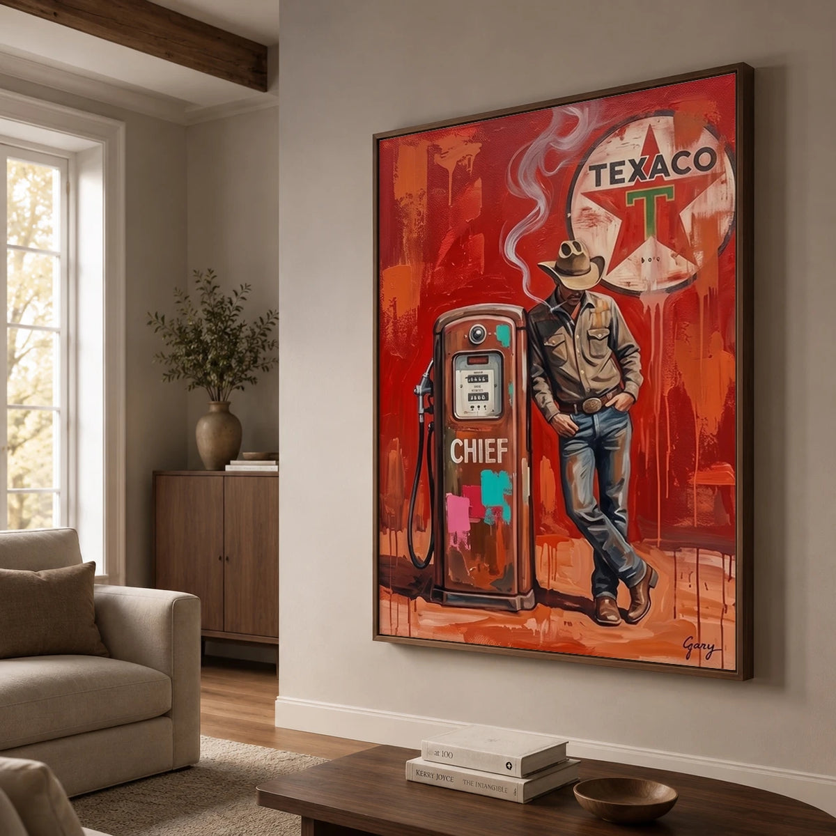 Western Pop Art｜Cowboy Gas Station Painting