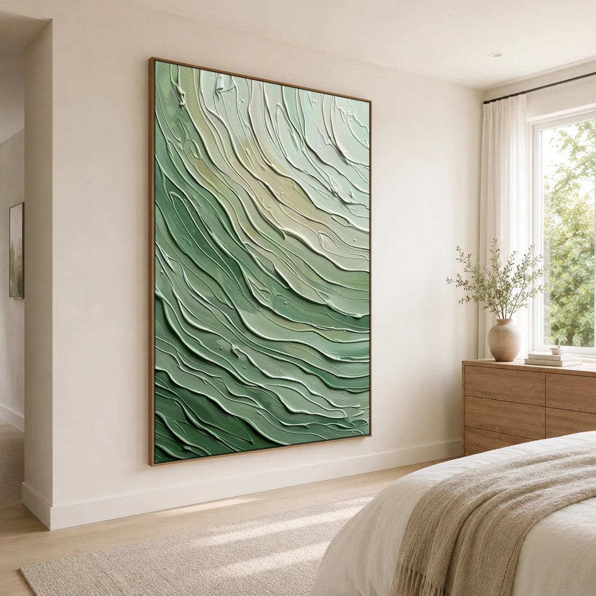 Textured & Impasto Art｜Sage Flowing Relief