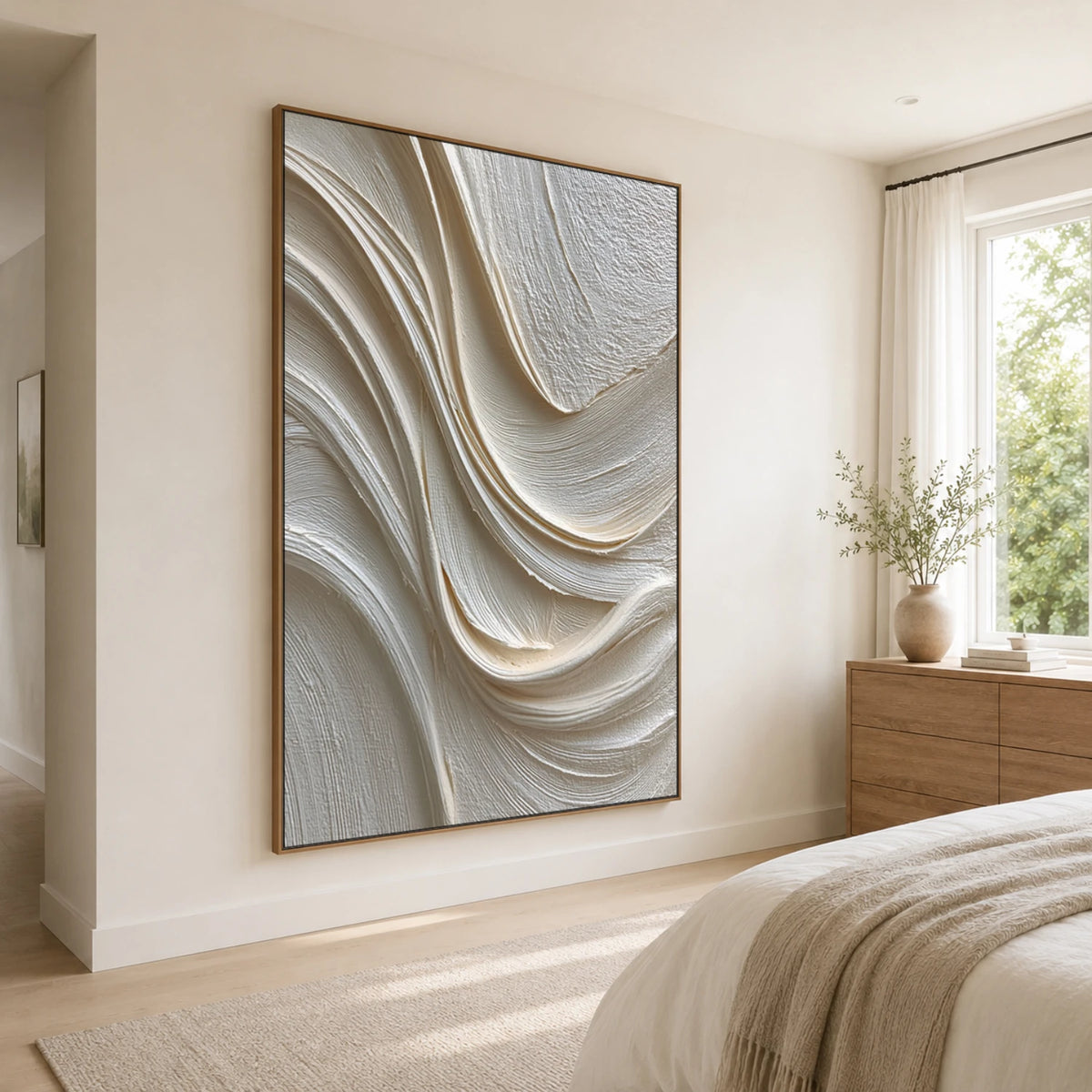 Textured & Impasto Art｜Ivory Organic Waves