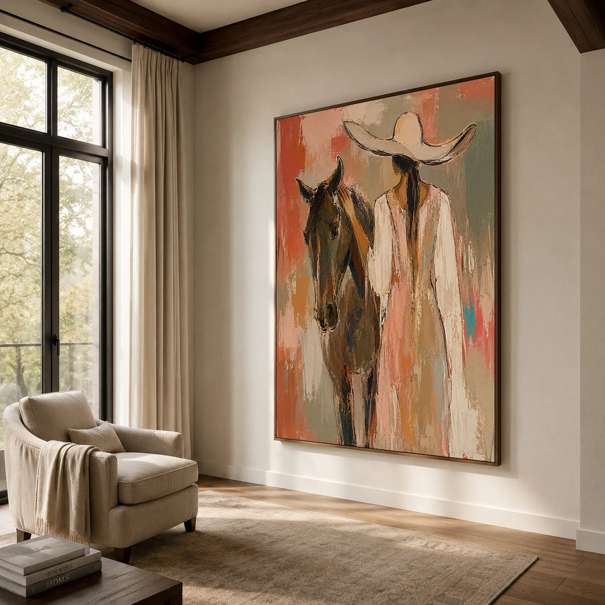 Western Pop Art｜Cowgirl and Horse Portrait