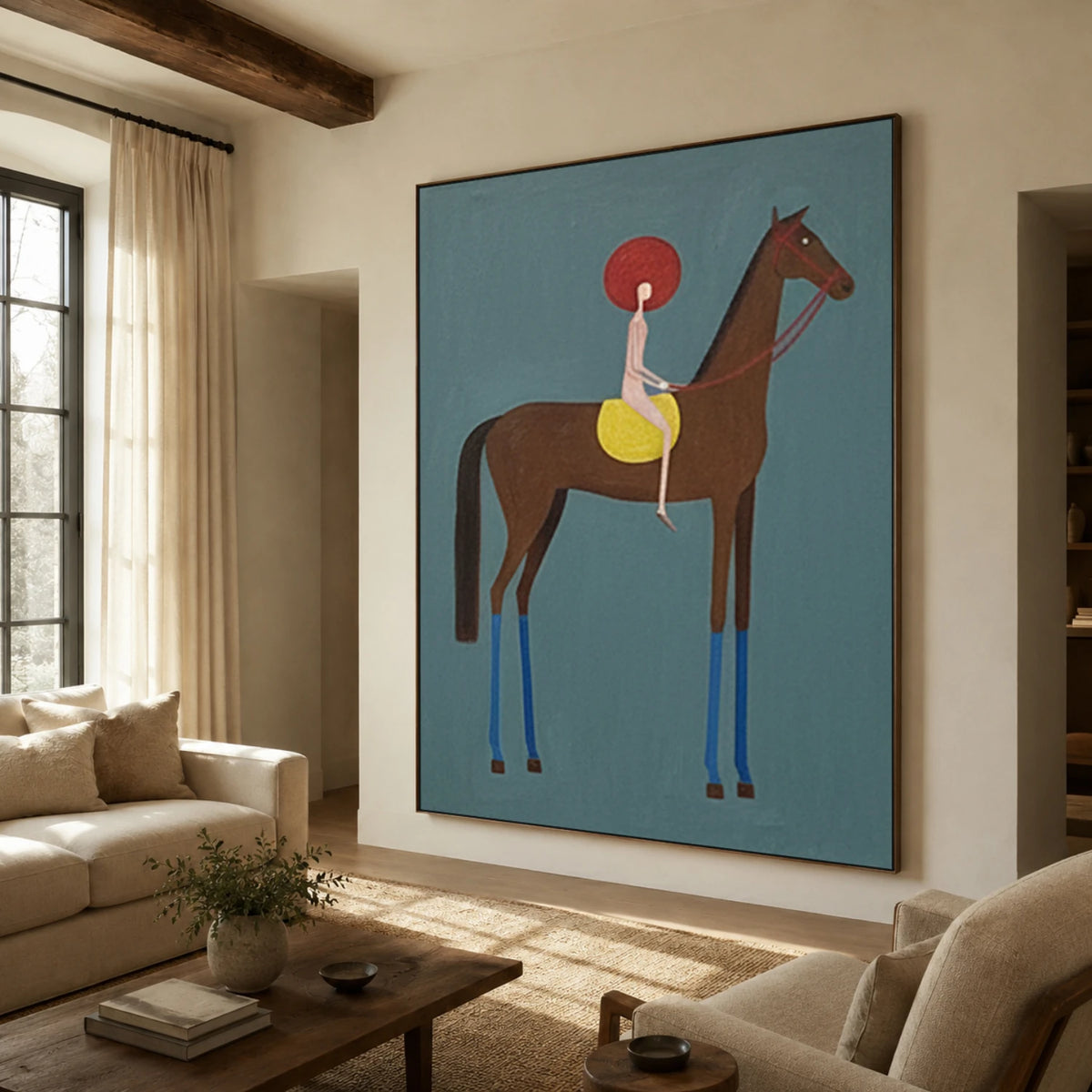 Vintage Americana Art｜Minimal Equestrian Figure