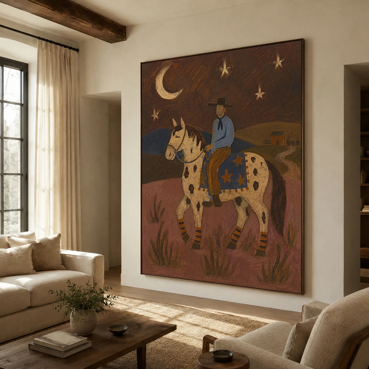 Modern Folk Art | Midnight Cowboy Under the Stars