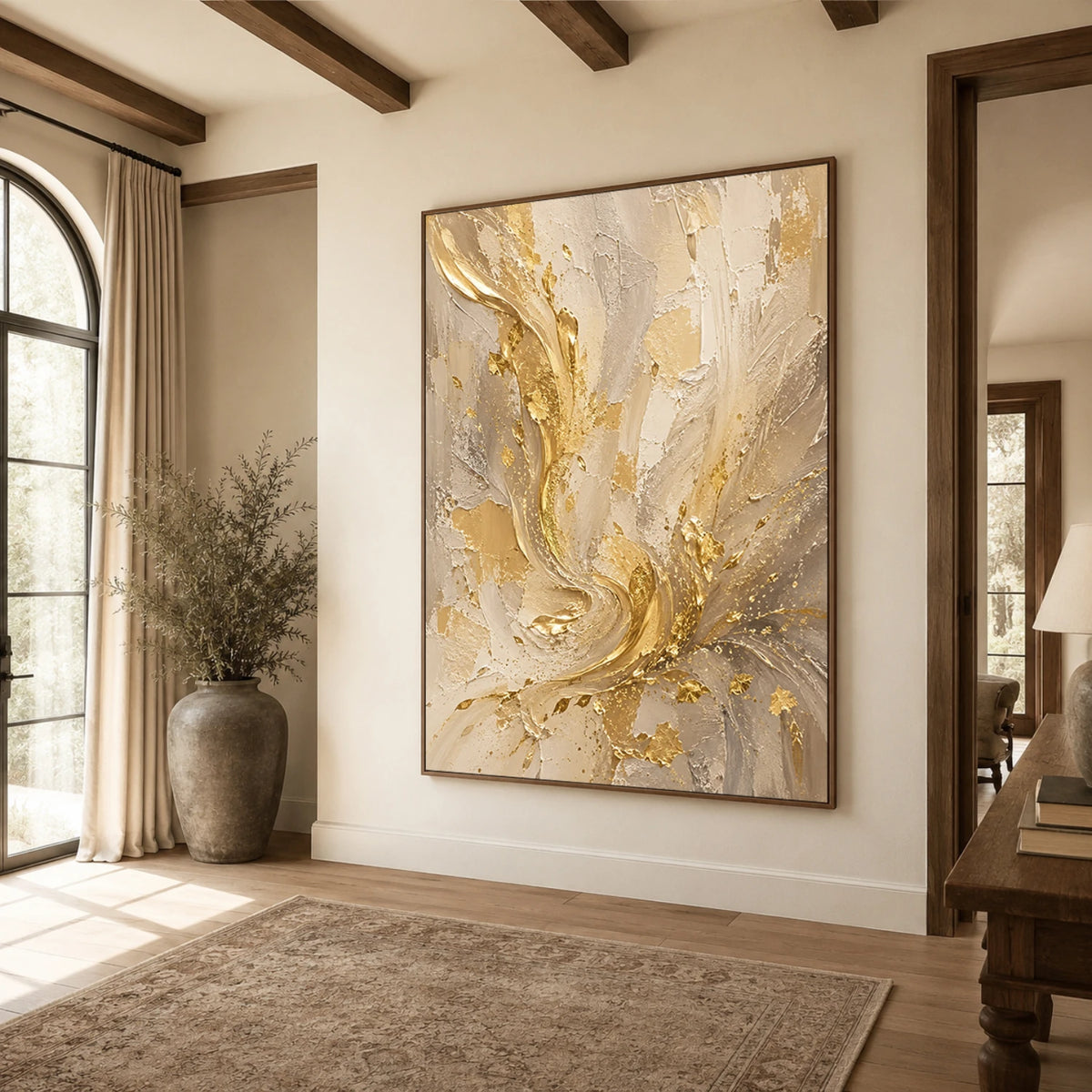 Textured & Impasto Art｜Ivory Vertical Layers