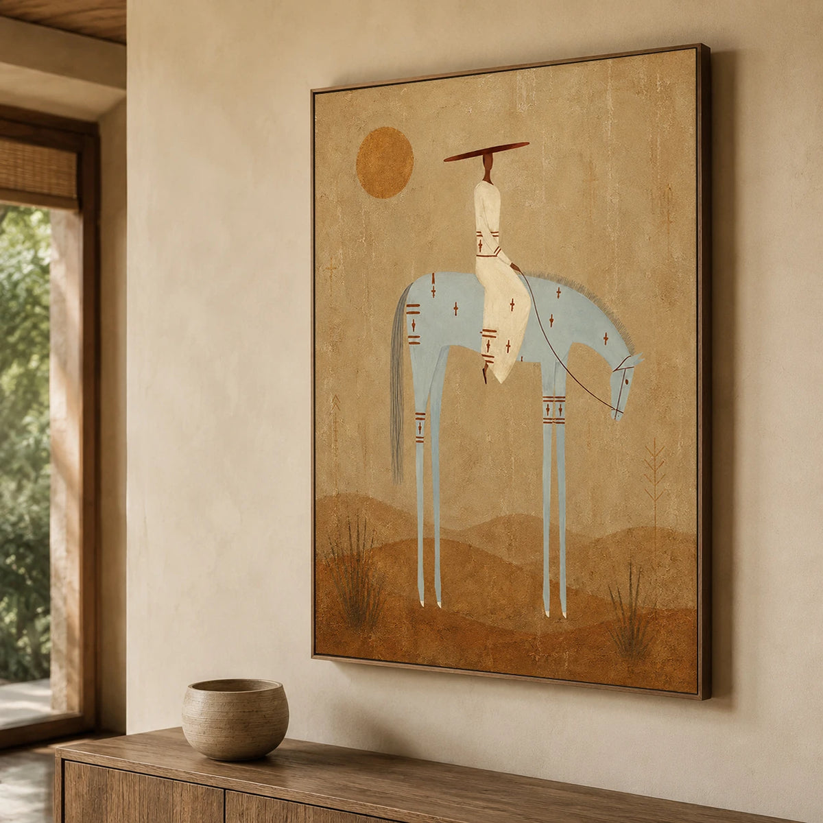 Vintage Americana Art｜Pale Blue Desert Rider