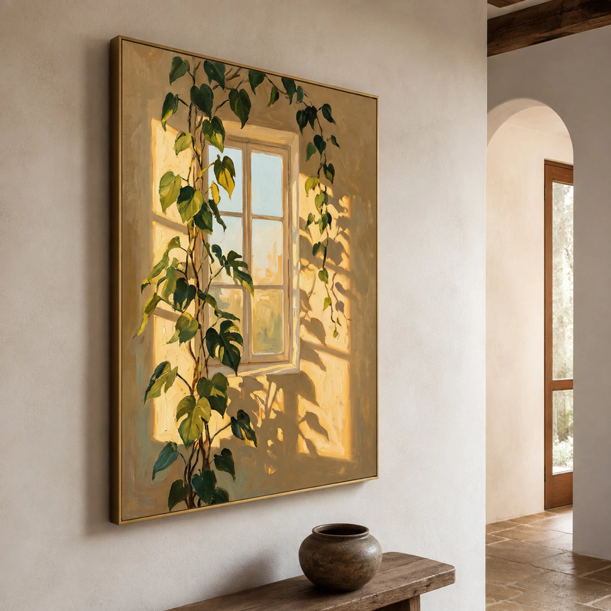 Expressive Contemporary Art｜Sunlit Vine Window