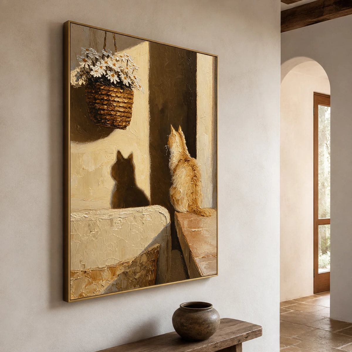 Expressive Contemporary Art｜Sunlit Feline Reverie