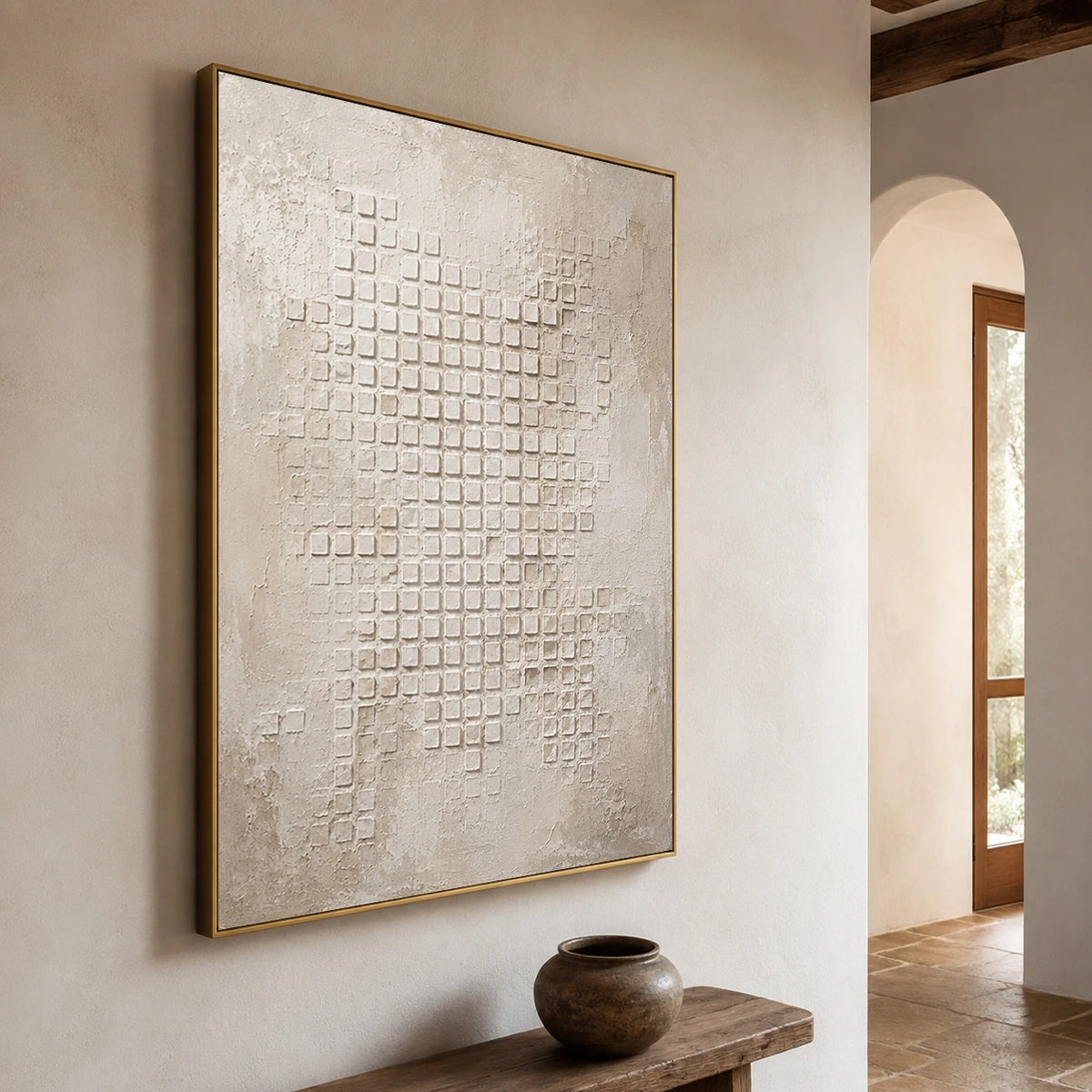 Textured & Impasto Art｜Ivory Mosaic Field