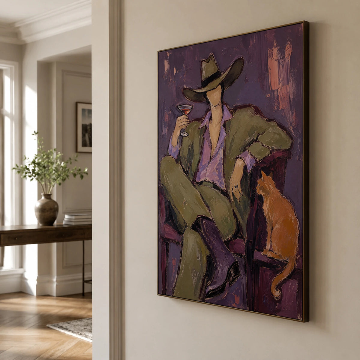 Western Pop Art｜Cowboy & Feline Companion