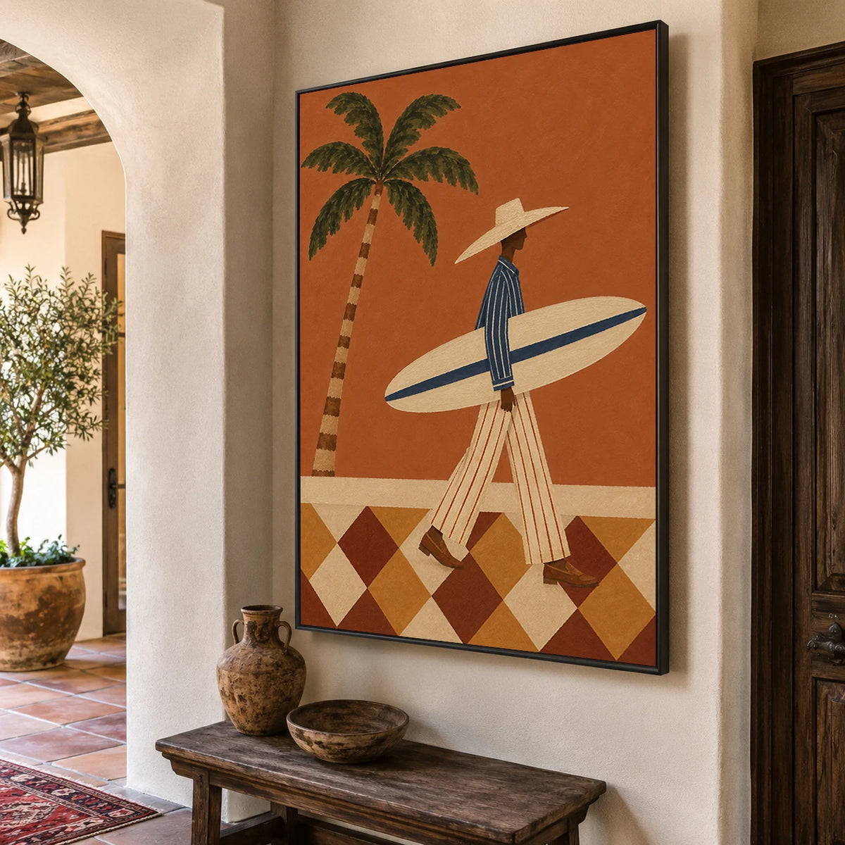 Modern Folk Art｜Coastal Surfer Stroll
