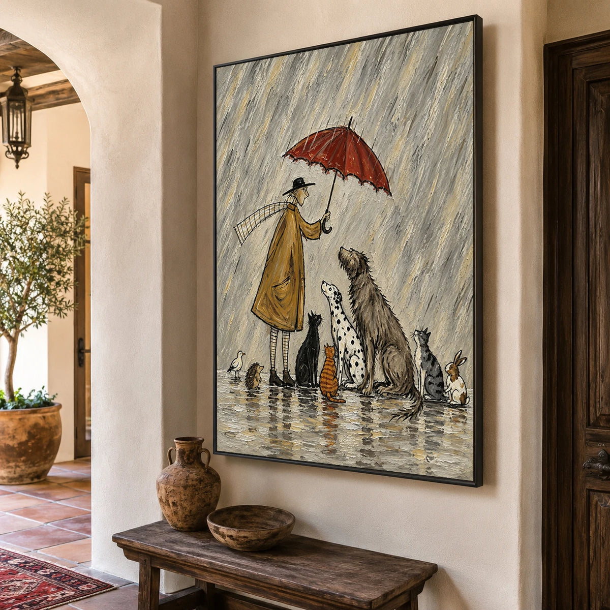 Modern Folk Art｜Rainy Day Animal Gathering