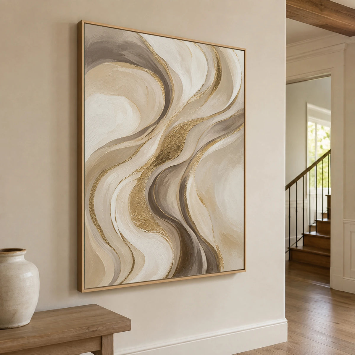 Textured & Impasto Art｜Golden Flowing Harmony