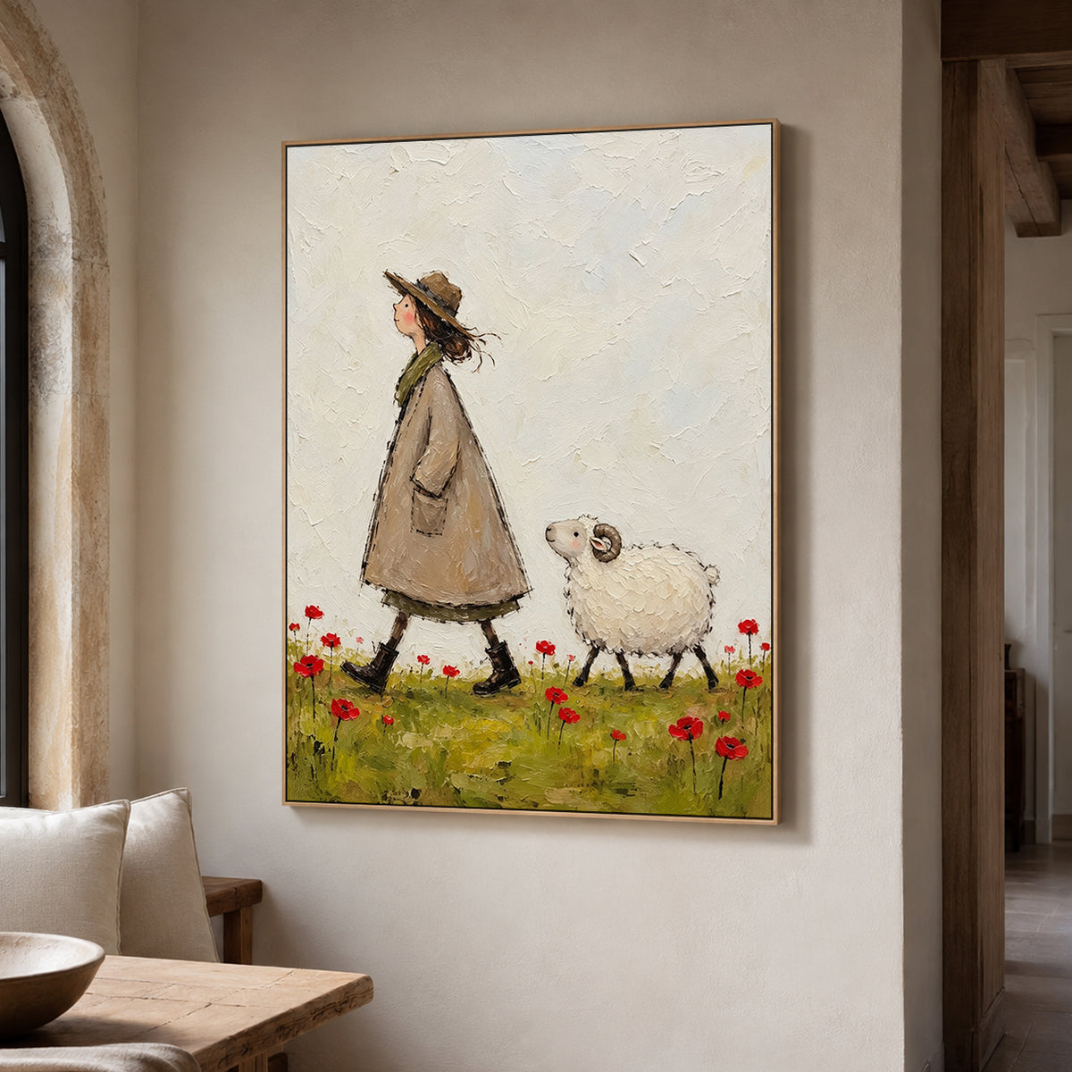 Modern Folk Art | Meadow Walk with a Gentle Friend