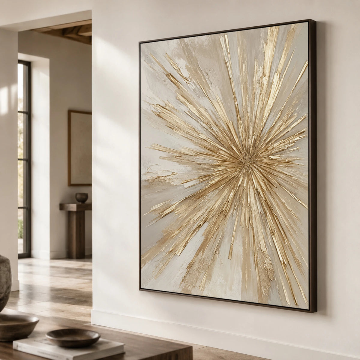 Textured & Impasto Art｜Golden Radiant Burst