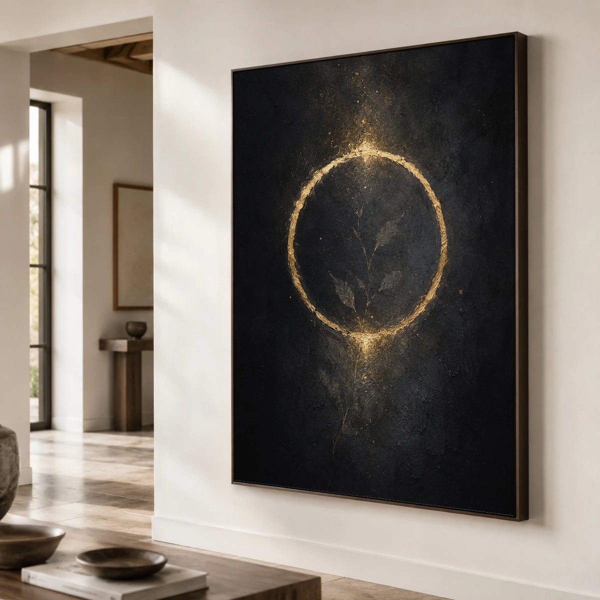 Textured & Impasto Art｜Golden Eclipse Circle