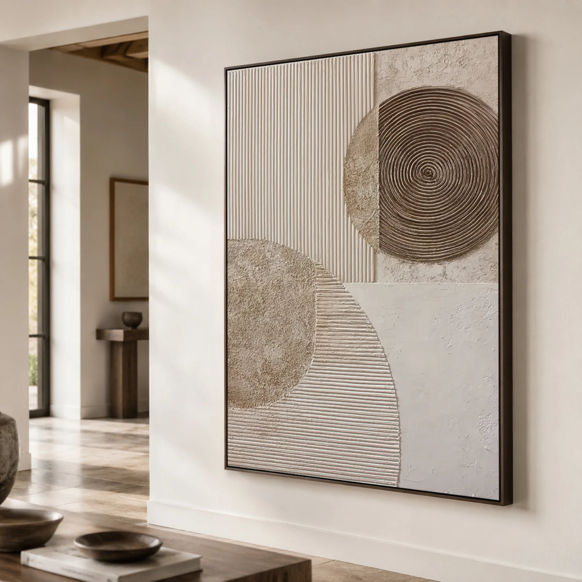 Textured & Impasto Art｜Ivory Circular Balance