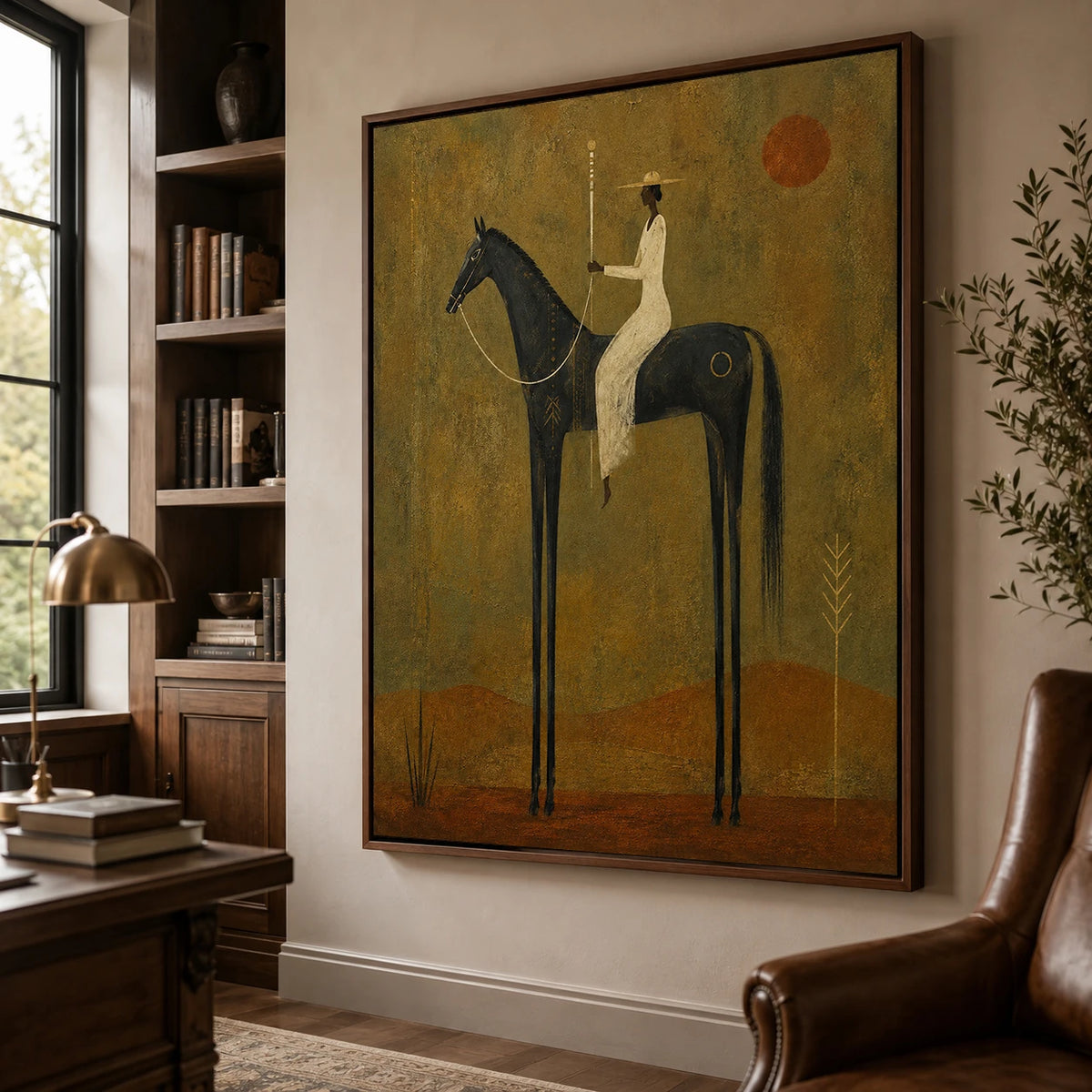 Vintage Americana Art｜Sunlit Sentinel Rider