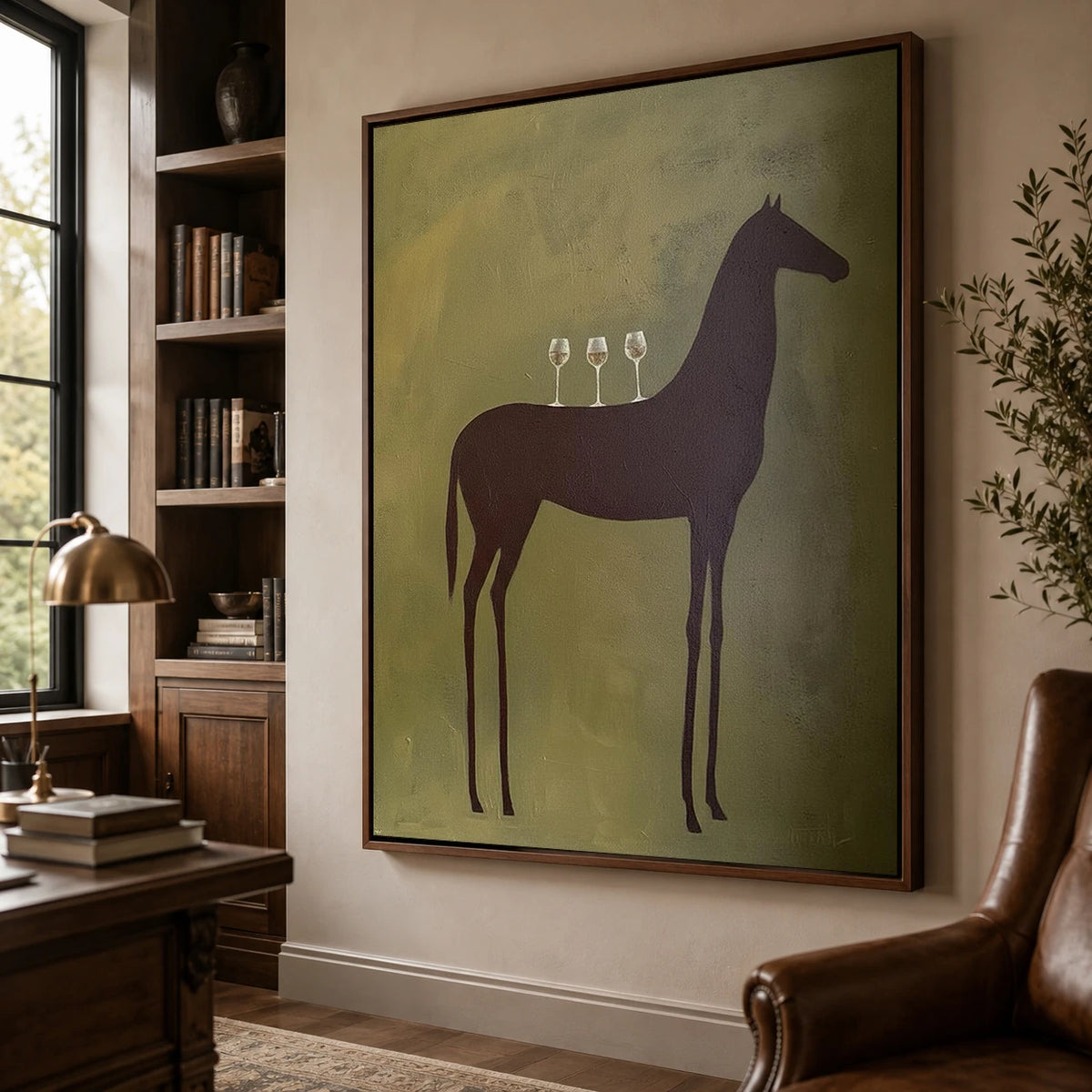 Vintage Americana Art｜Three Glasses on Horseback