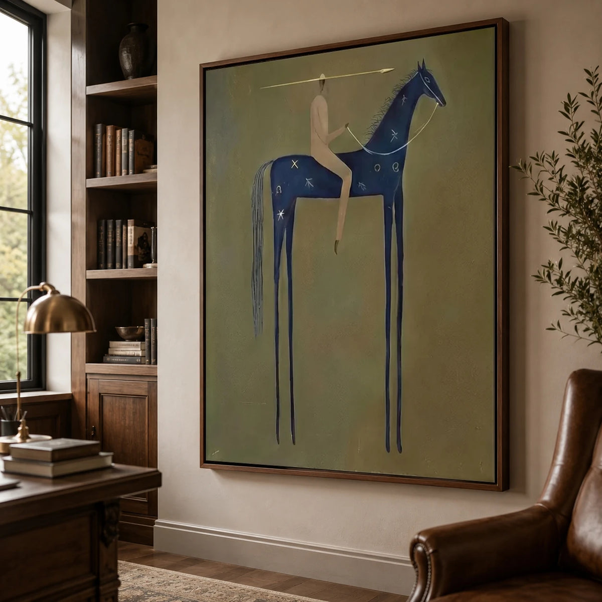 Vintage Americana Art｜Indigo Horse Rider
