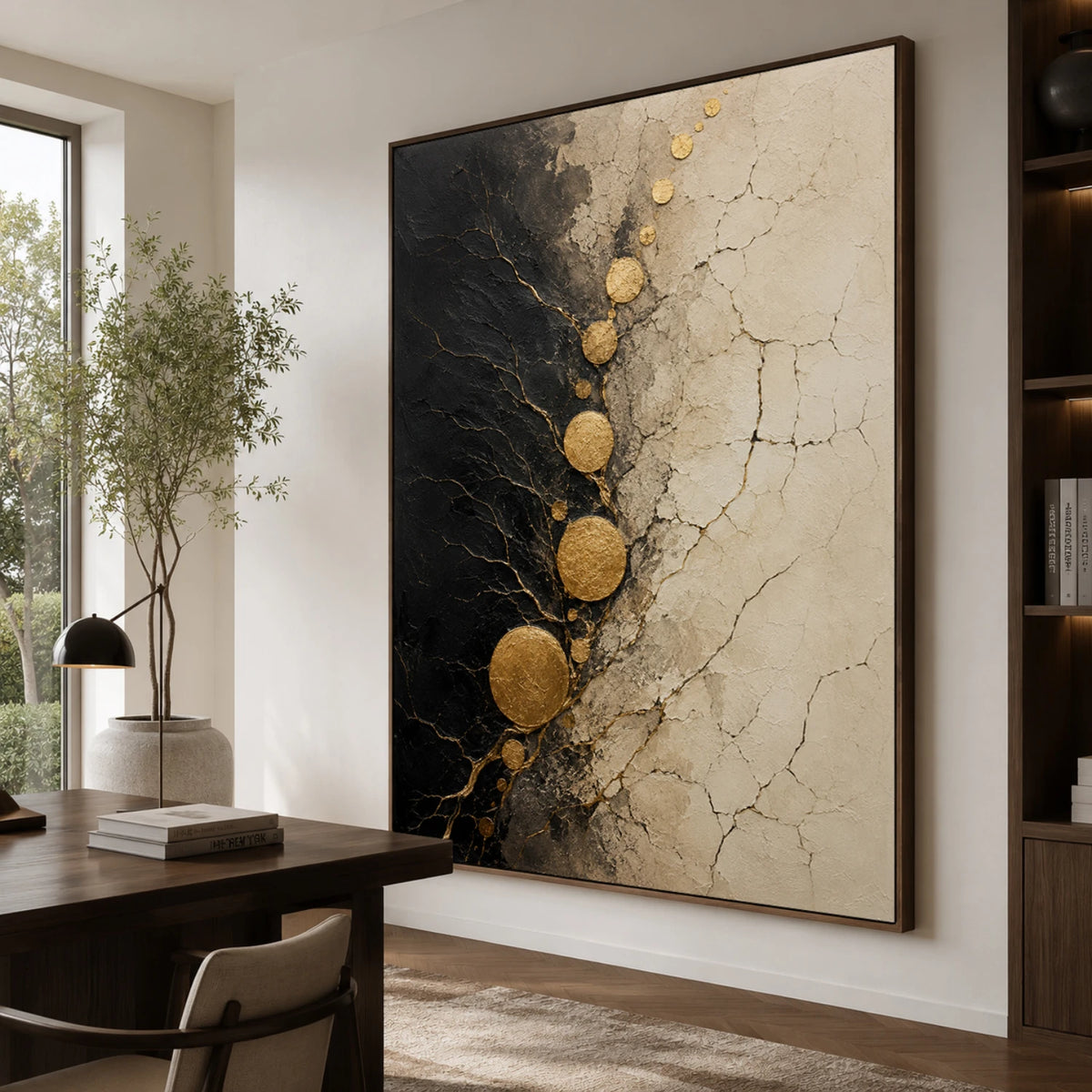 Textured & Impasto Art｜Golden Fracture Balance