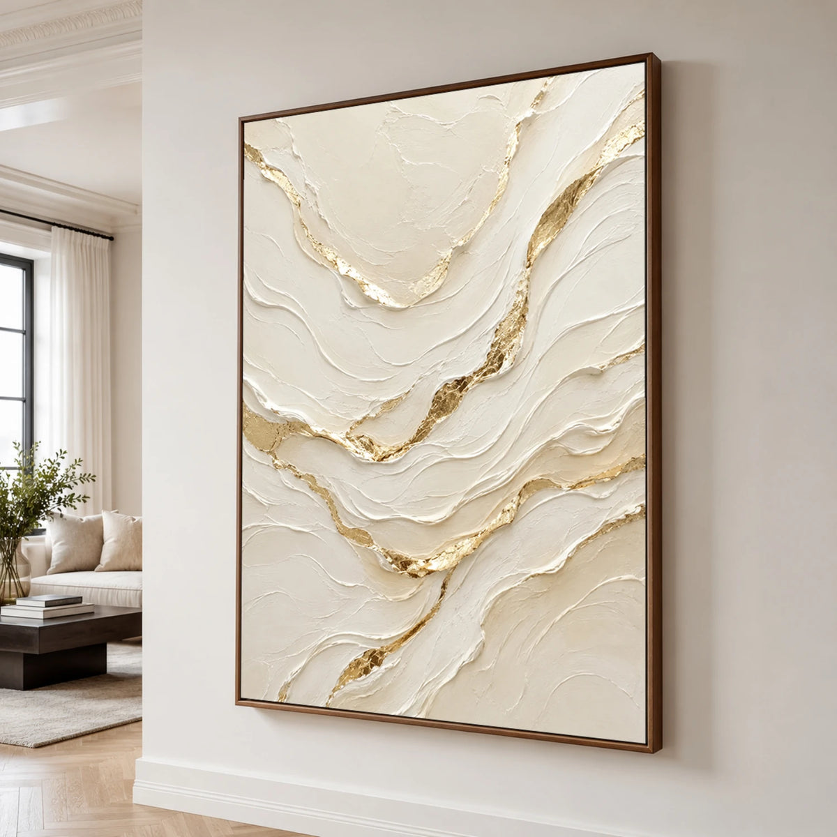 Textured & Impasto Art｜Golden Marble Waves