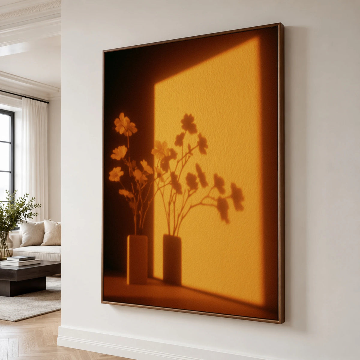 Expressive Contemporary Art｜Amber Floral Silhouettes
