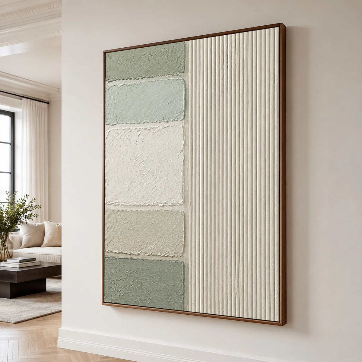Textured & Impasto Art｜Sage Linear Balance