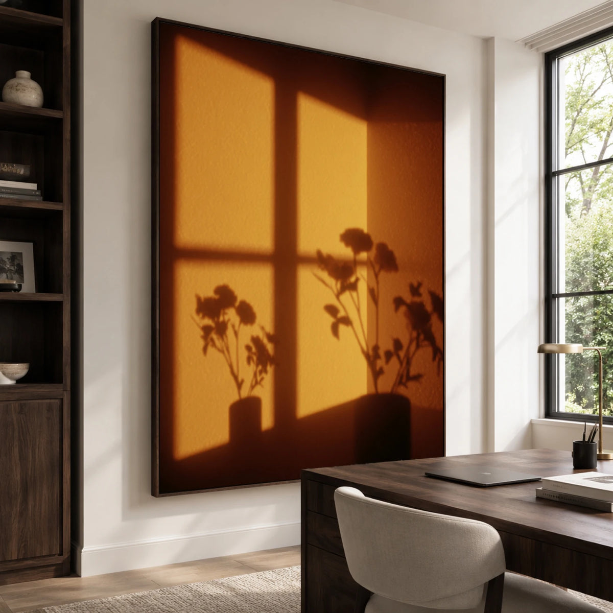Expressive Contemporary Art｜Amber Floral Stillness