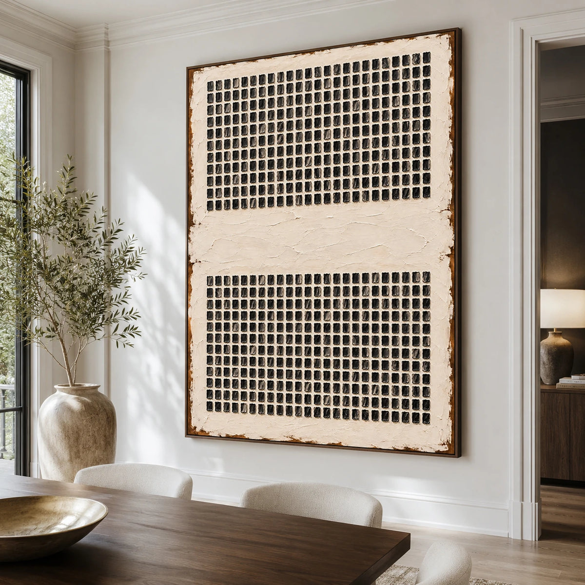 Textured & Impasto Art｜Quiet Grid Relief