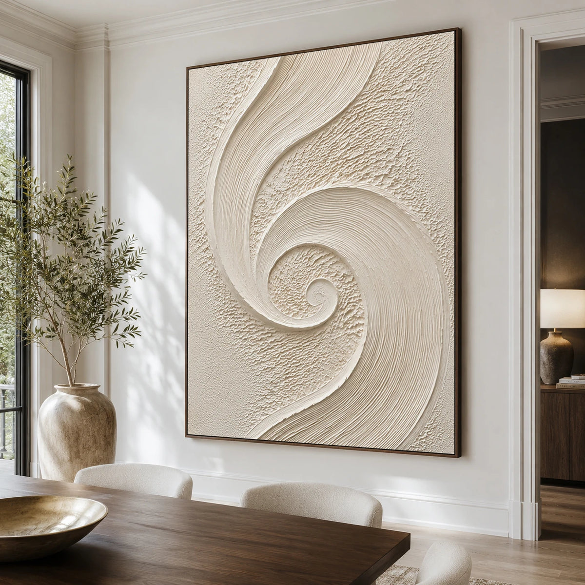 Textured & Impasto Art｜Ivory Spiral Flow