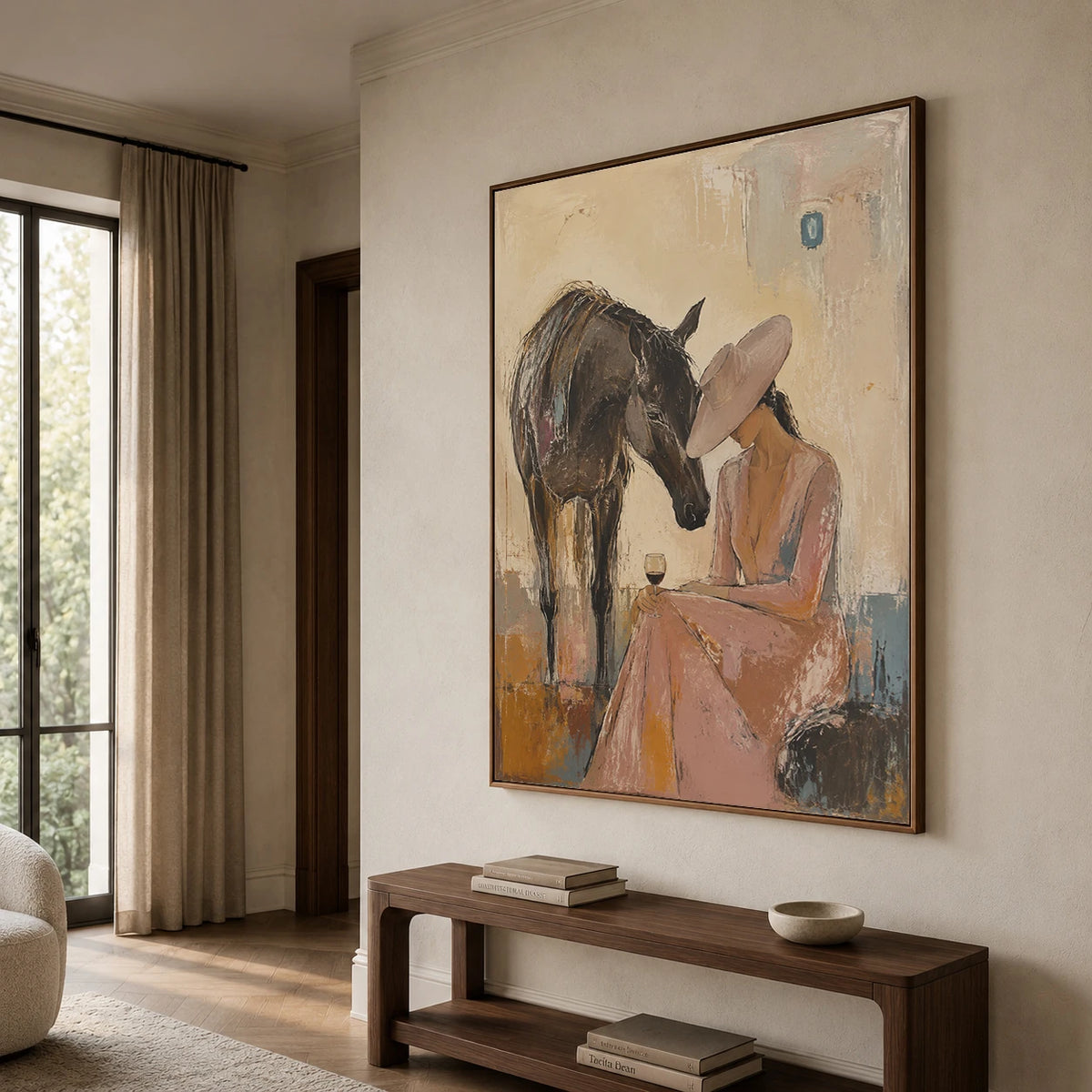 Western Pop Art｜Cowgirl and Black Horse