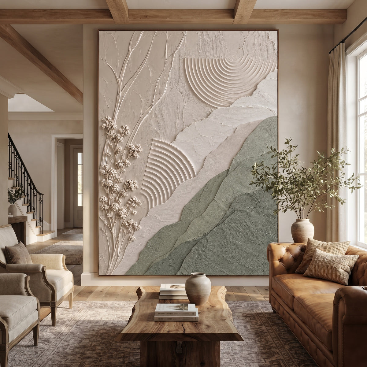 Textured & Impasto Art｜Sage Stone Harmony